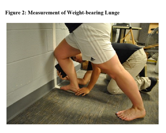 自体重でのランジ動作時の背屈可動域の測定