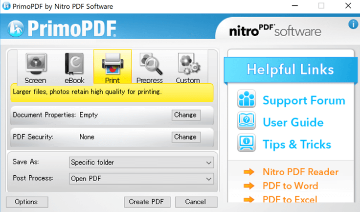 PrimoPDF保存画面